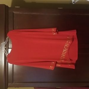 JMCollection Red Blouse Tunic L